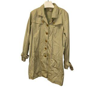 sundance khaki lighweight cotton 3/4 rain jacket trench P L